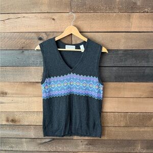 Vintage 90s Tehama Fair Isle Knit Sweater Vest Tagged size M Rayon Cotton